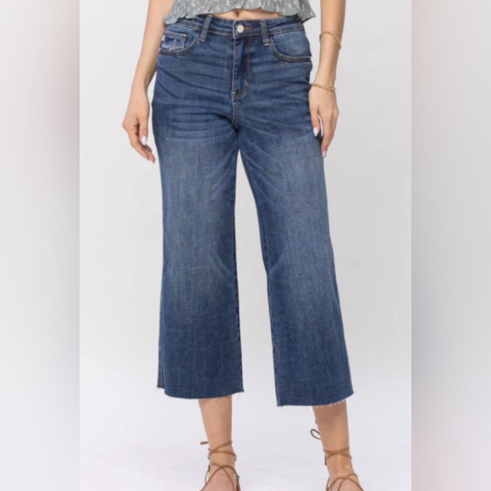 Judy Blue Wide Leg Crop Dark Wash